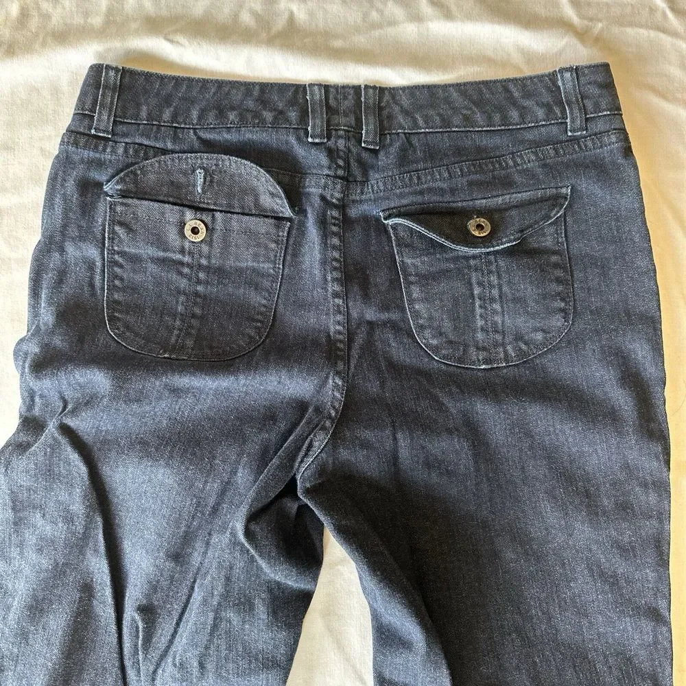 L.L. Bean Women's 14 Jeans Straight Fit Dark Wash Denim Flap‎ Pockets